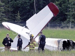 The wreckage of the crashed DHC-3T plane in Soldotna Airport.