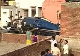 The wreckage of the crashed PC-12