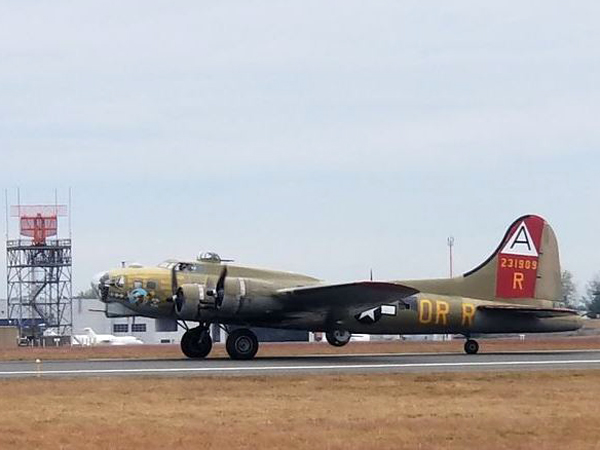 The Collings Foundation's World War II B-17G bomber preparing to take off on what would be its final flight. 