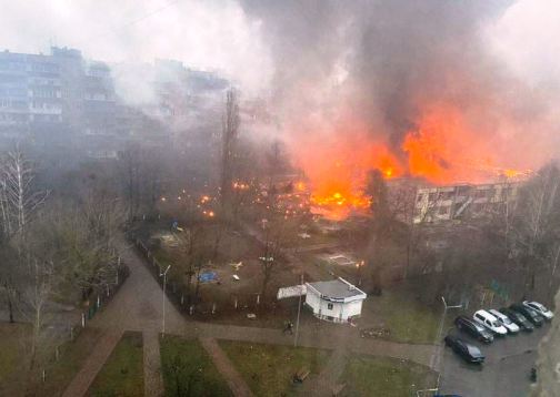 During flight above Brovary city, rotorcraft collided with the building of the kindergarten �Dzhereltse� and burst into flames.