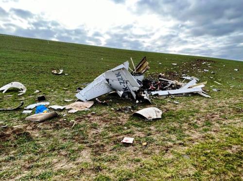 The wreckage of the crashed Diamond DA42 Twin Star (OK-ZZK)