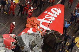 The tail of the crashed Indonesia Air Asia plane.