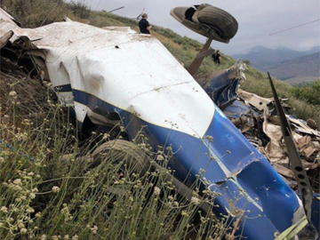 The wreckage of the crashed Cessna-175, N9217B